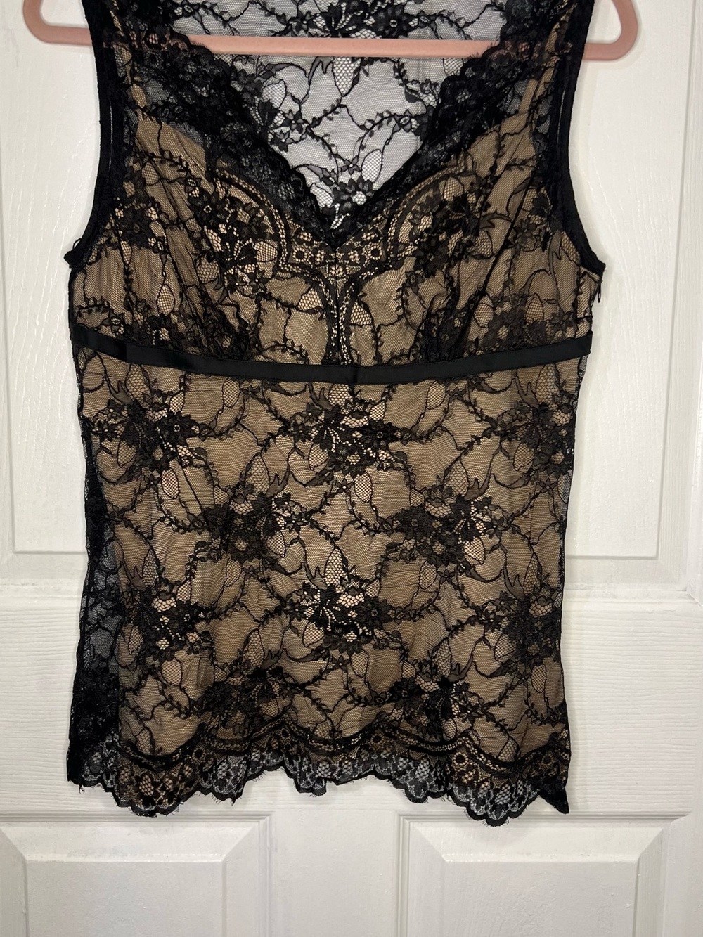 Y2K Ann Taylor LOFT black lace sleeveless top size 10